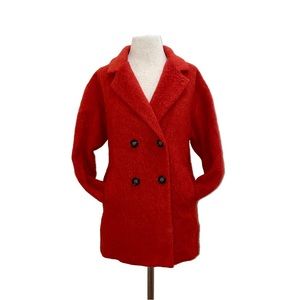 Anthropologie Red Pea Coat